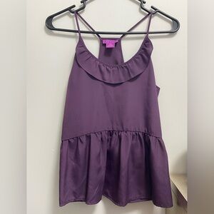 Anthropologie Hawks Purple Cami with Peplum Hem